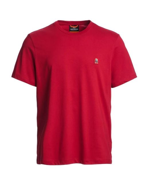 T-Shirt Girocollo Con Logo Piccolo di Parajumpers in Red da Uomo