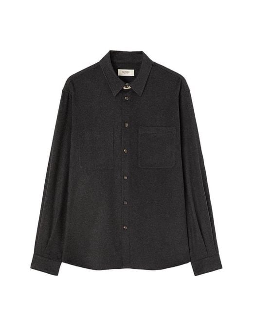 RETORI Black Patch-Pocket Shirt Jacket for men