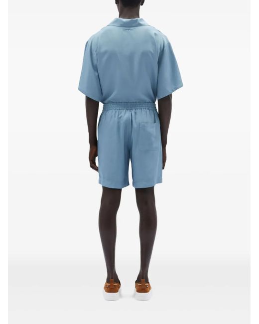 MSGM Blue Logo-Embroidered Shorts for men