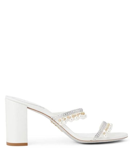Rene Caovilla White 90Mm Chandelier Mules