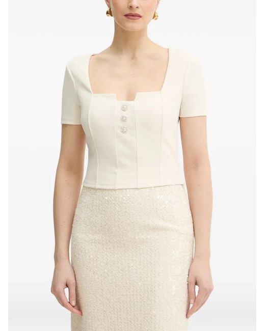 Guess White Button-Detail Top