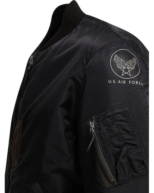 Buzz Rickson's Black Patched Bomber Coat for men