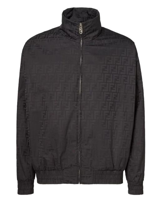 Fendi Black Ff-Motif Zip-Up Jacket for men