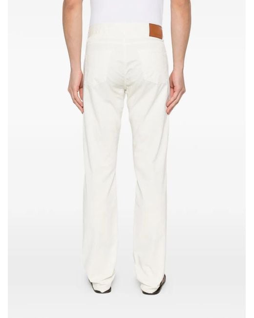 Canali White Straight-Leg Trousers for men