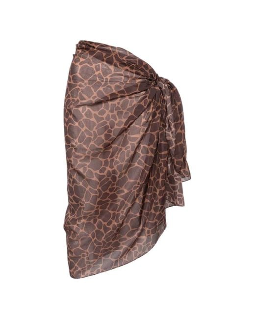 Mc2 Saint Barth Brown Thaiti Giraffe-Print Sarong