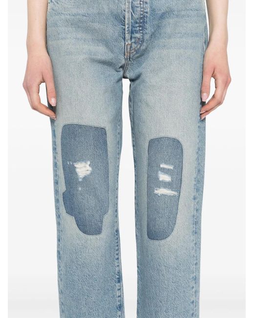 Mother Blue High-Waisted Hiker Hover Chew Jeans