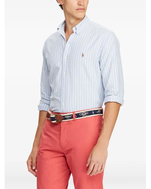 Polo Ralph Lauren White Striped Embroidered Shirt for men