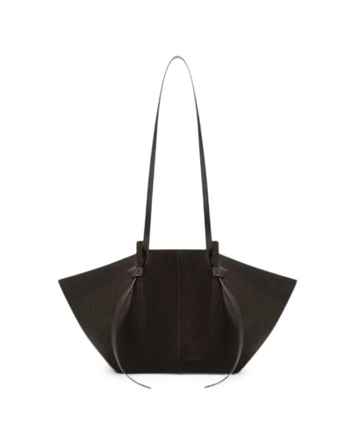 Yuzefi Black Medium Mochi Suede Shoulder Bag