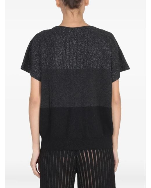 Fabiana Filippi Black Striped Wool T-Shirt
