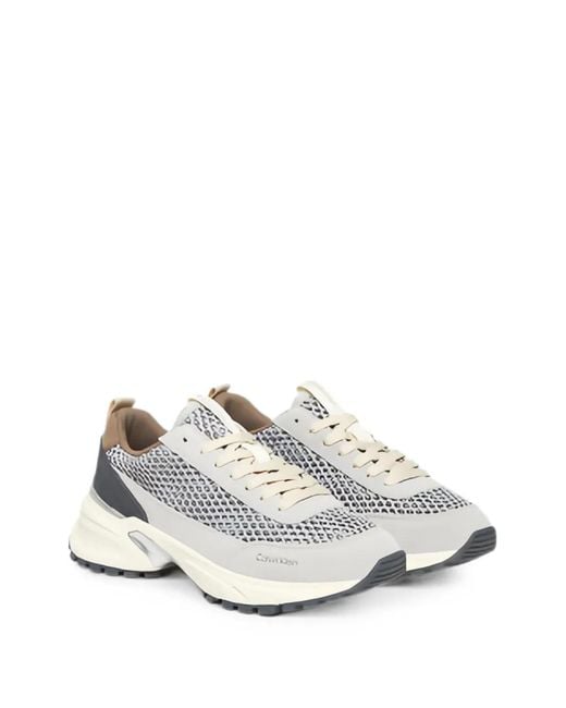 Calvin Klein White Mesh-Panelled Sneakers
