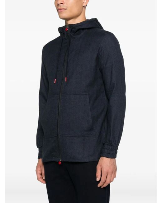 Kiton Blue Hooded Zip-Up Jacket for men