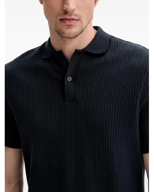 Samsøe & Samsøe Black Button Textured Polo Shirt for men