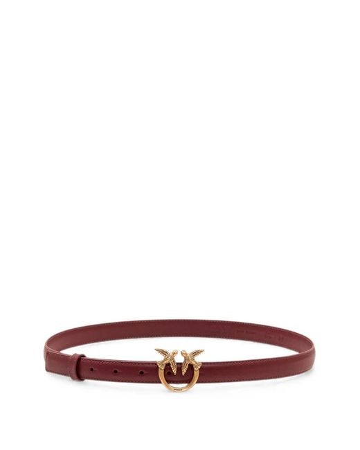 Pinko White Love Birds Leather Belt
