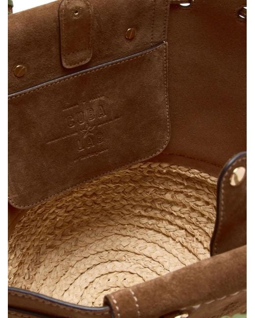CUBA LAB Suède Shopper Met Gevlochten Afwerking in het Brown