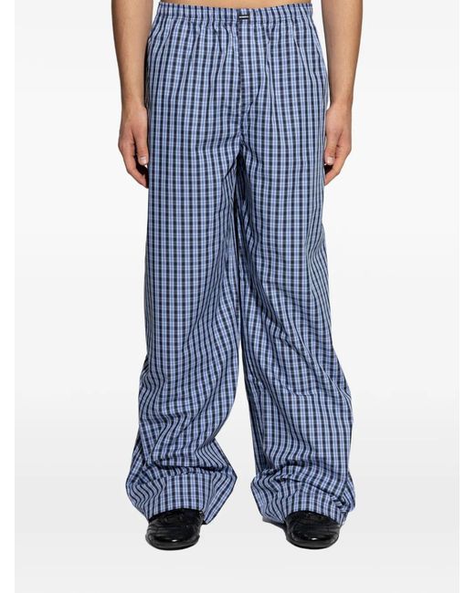 Vetements Blue Check-Pattern Trousers for men