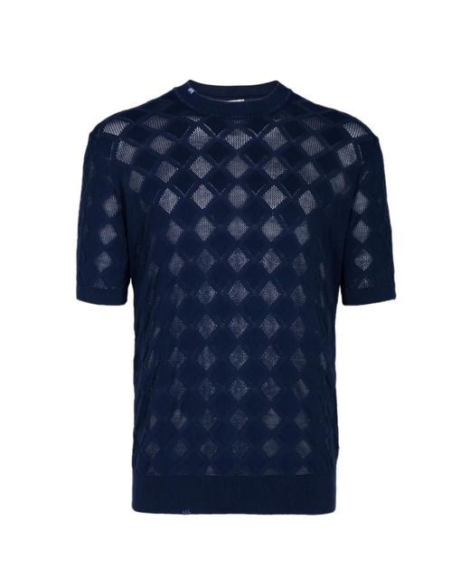 Bob Blue Diamond-Knit T-Shirt for men