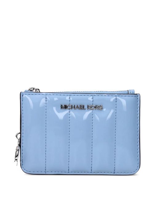 Michael Kors Blue Quilted Patent-Leather Wallet
