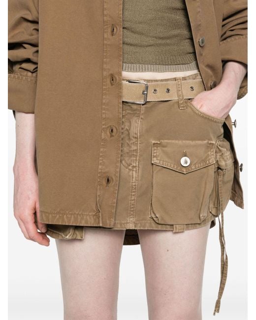 The Attico Natural Green Cotton Cargo Mini Skirt
