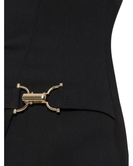 Nissa Black Pleat-Detail Midi Dress