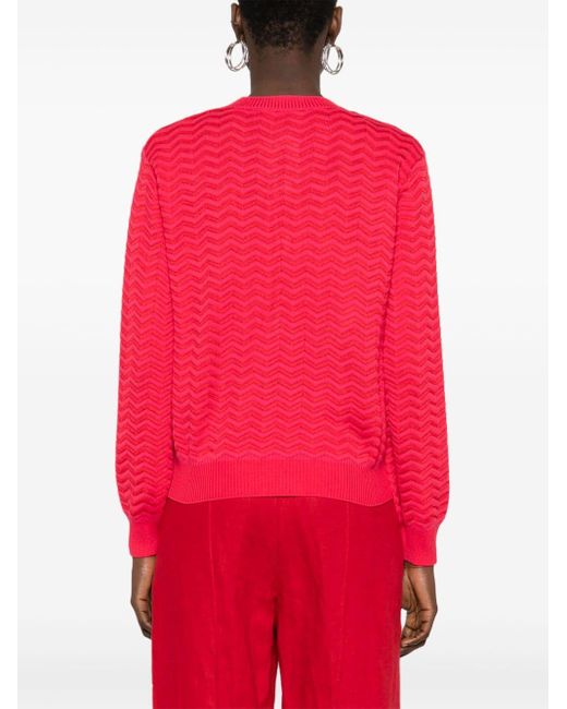Missoni Red Zigzag Crochet-Knit Cardigan