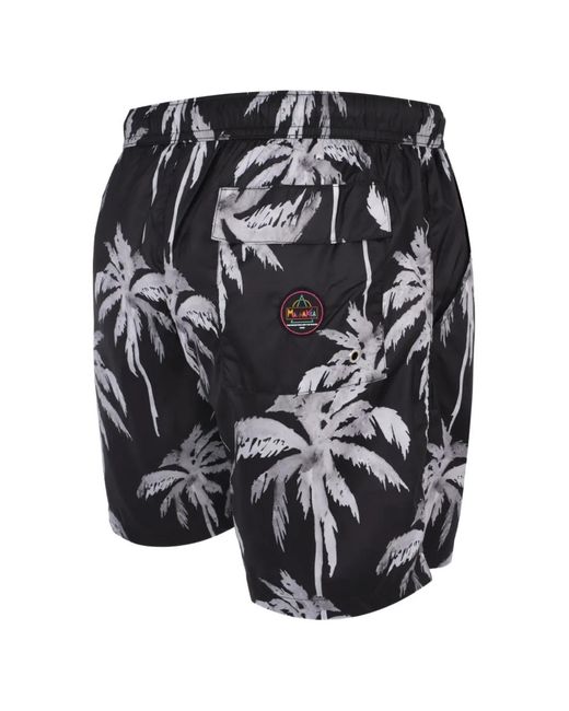 Mauna Kea Black Palm-Print Boardshorts for men