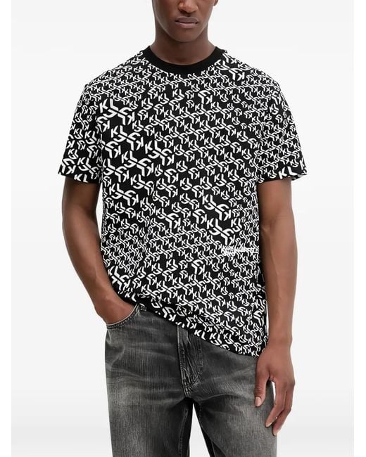 Karl Lagerfeld Gray Patterned T-Shirt for men