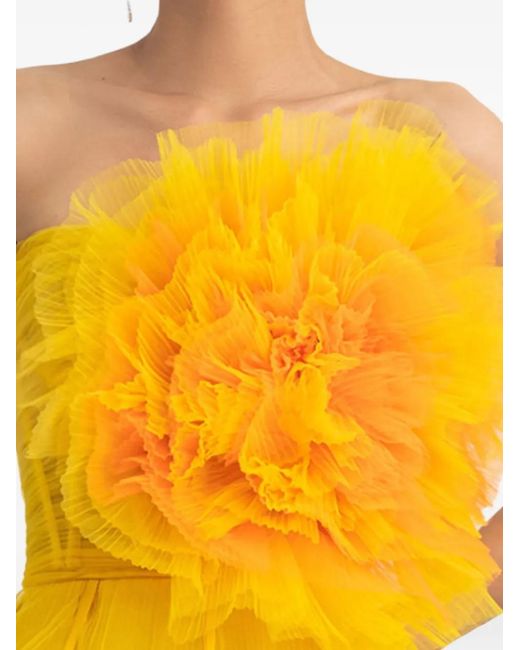 Gemy Maalouf Yellow Ruffled Tulle Corset
