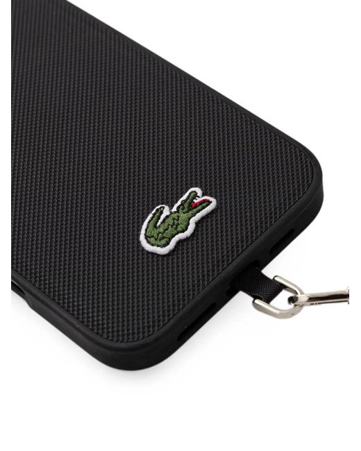 Lacoste Black Logo-Patch Lanyard Iphone 16 Case