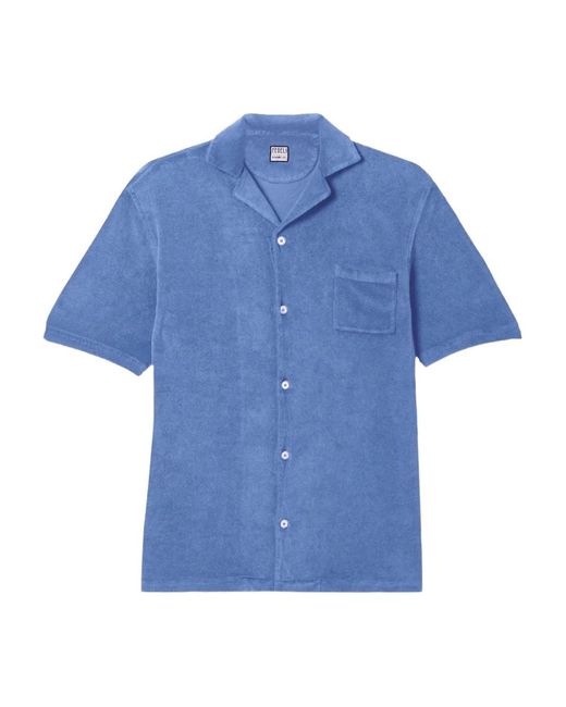 Fedeli Blue Terry-Cloth Shirt for men