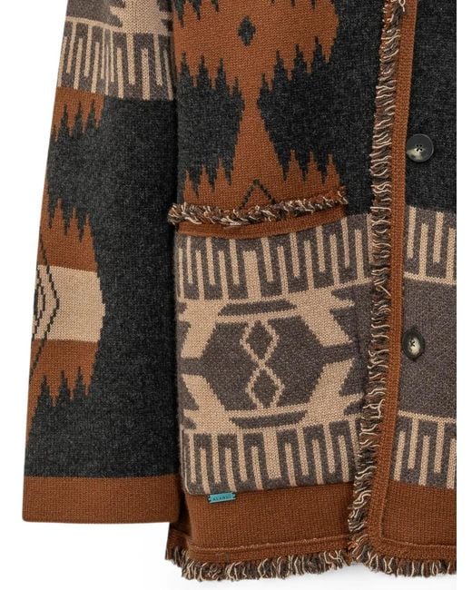 Alanui Brown Icon Jacquard Cardigan for men
