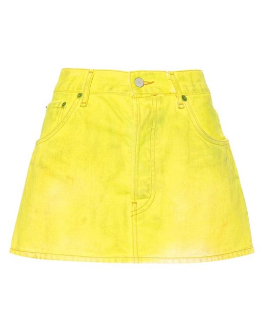 Acne Yellow Denim Mini Skirt