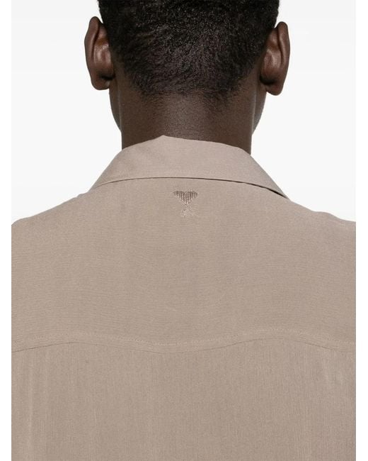 AMI Natural Straight-Collar Crepe Shirt
