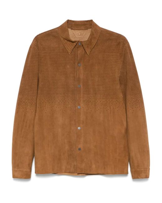 Salvatore Santoro Brown Perforated Overshirt for men