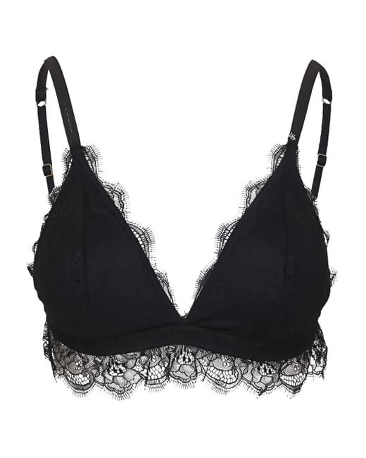 LoveStories Black Lace-Trimmed Triangle Bra