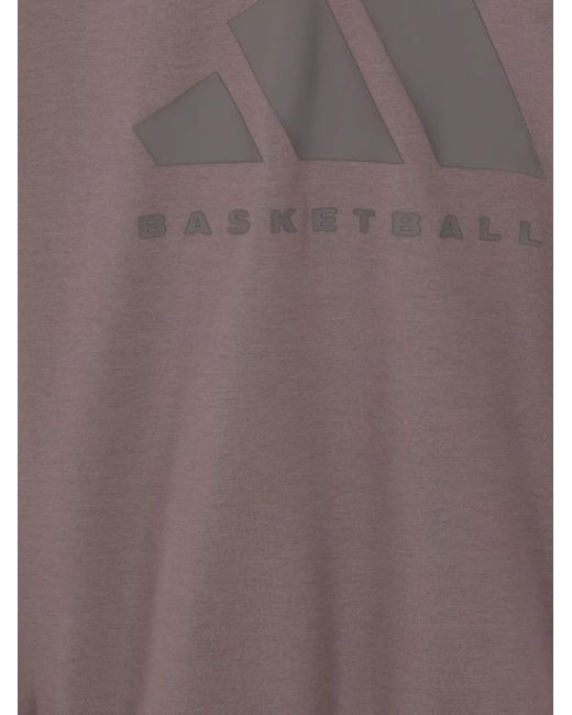 Adidas Brown Basketball-Logo Printed Sweatshirt