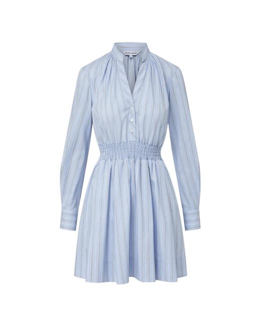 Veronica Beard Blue Schor Striped Button Mini Dress