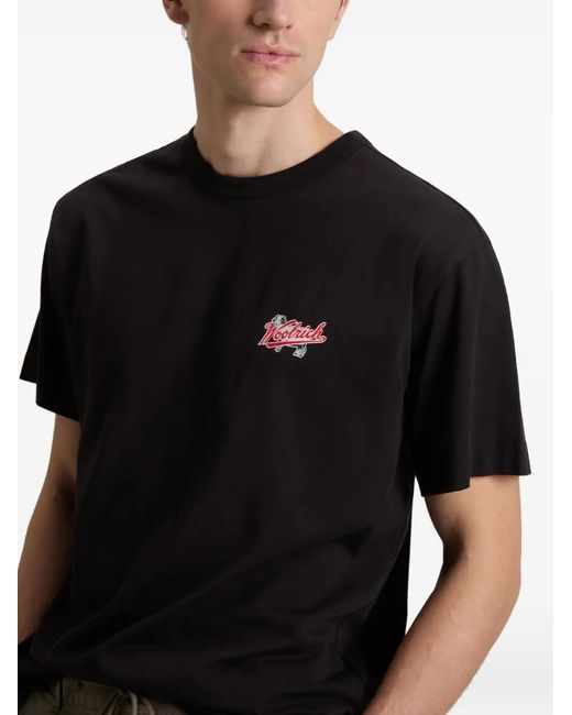 Woolrich Black T-Shirt À Bande Logo for men