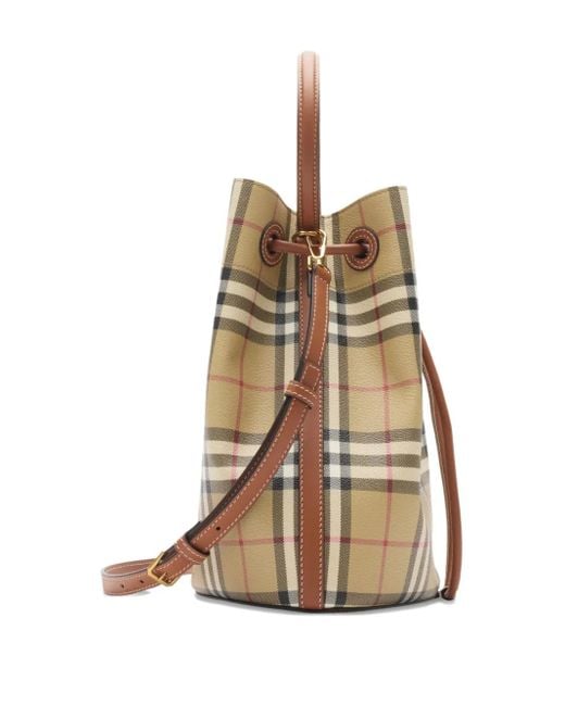 Burberry Natural Small Check Bucket Bag