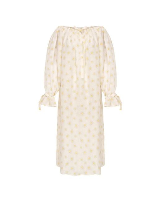 Sleeper White Cha-Cha Ruffled Midi Dress