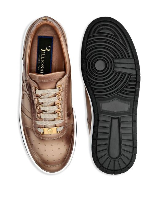 Zapatillas bajas con parche del logo Billionaire de hombre de color Brown