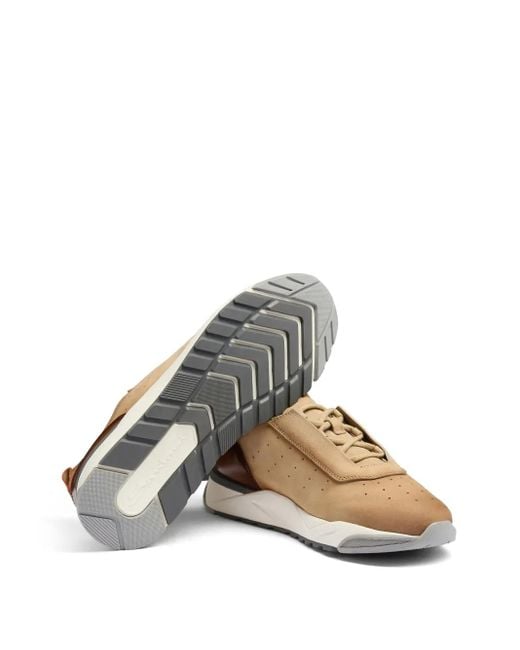 Santoni Brown Leather Sneakers for men