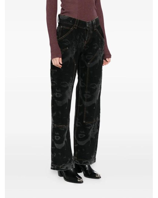 VAQUERA Black All-Over Graphic Print Jeans