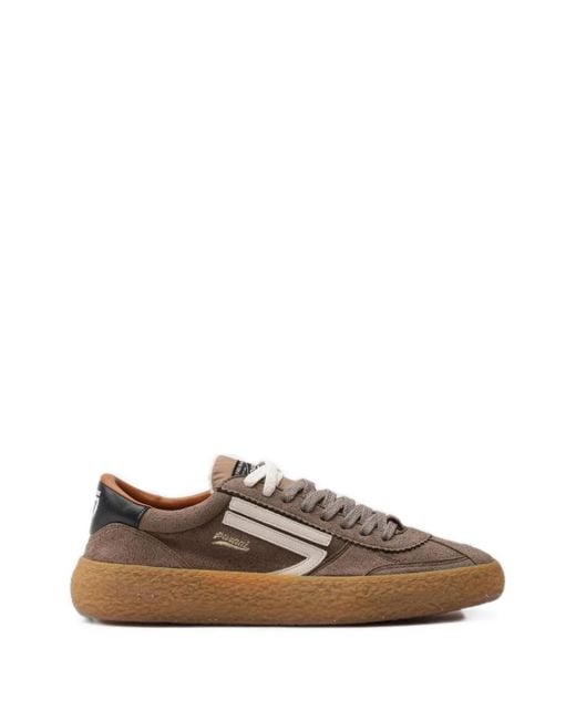 PURAAI Brown Logo-Patch Suede Sneakers for men