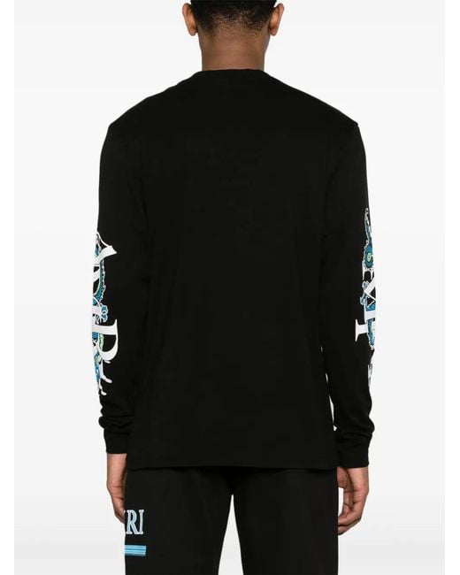 Amiri Black Lny Dragon Long-Sleeve T-Shirt for men
