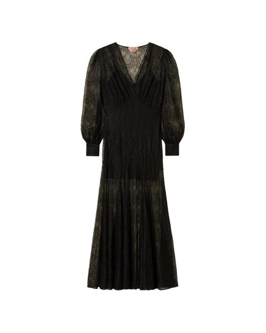 Twinset Black Valenciennes Lace Long Dress