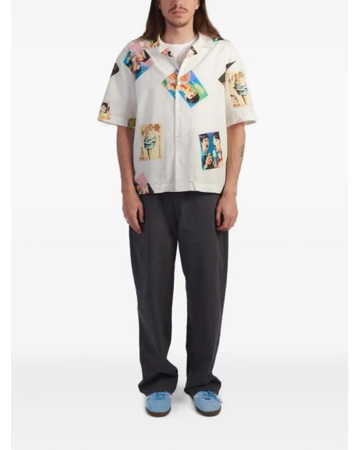 Edwin White Printed Short-Sleeve Shirt for men