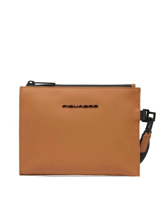 Piquadro Brown Water-Resistant Clutch Bag for men