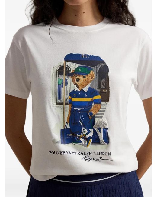 Polo Ralph Lauren White Polo Bear Graphic-Print T-Shirt