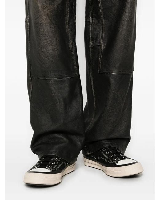KAMIYA Gray Panelled Leather Trousers for men
