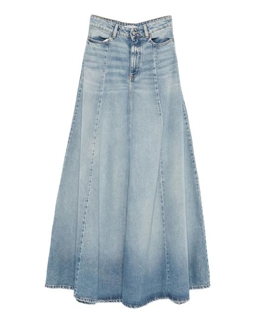 ICON DENIM Blue A-Line Denim Maxi Skirt
